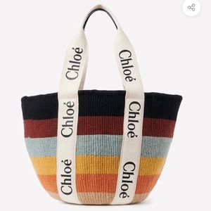 Chloe Large Woody Stripe Basket Bag Multicolor